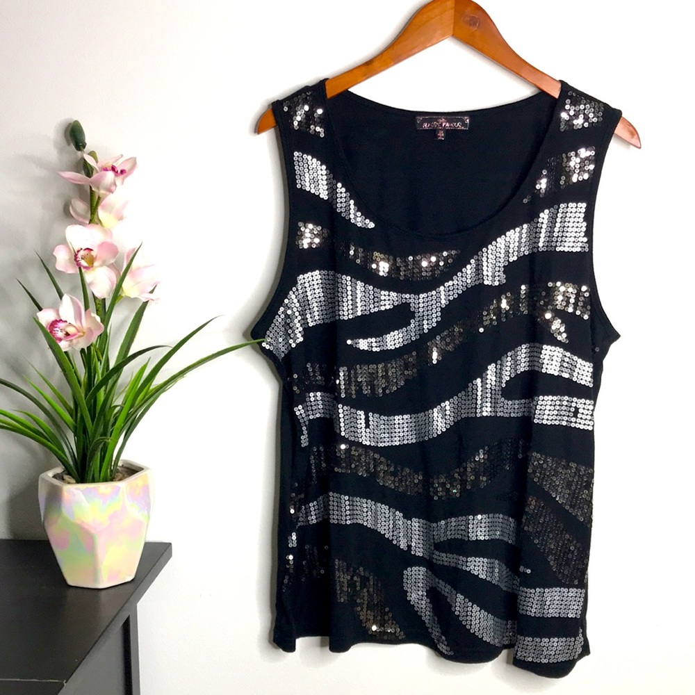 ✨3/$20✨ Almost Famous Sequins Plus Size Tank Silver / Gunmetal / Black
